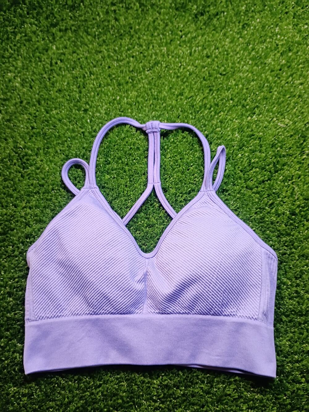 90 Degree by Reflex Purple Ribbed Camisole Bra sz lg